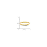 10k Yellow Gold Domed wedding band ring shown for scale