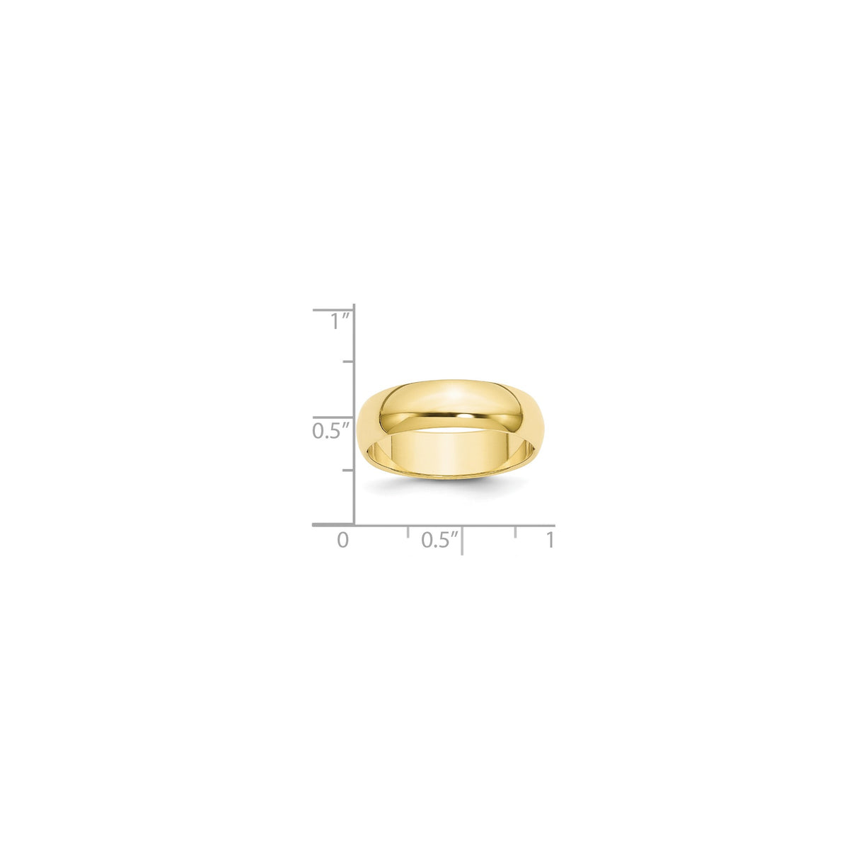 10k Yellow Gold Domed wedding band ring shown for scale