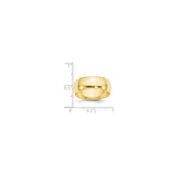 10k Yellow Gold Domed wedding band ring shown for scale