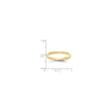 10k Yellow Gold Domed wedding band ring shown for scale
