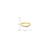 10k Yellow Gold Domed wedding band ring shown for scale