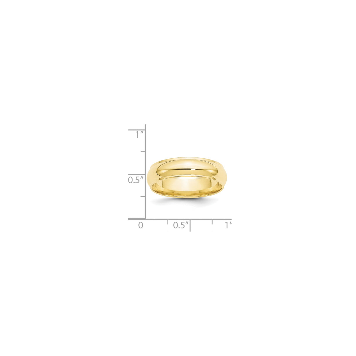 10k Yellow Gold Domed wedding band ring shown for scale