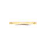 10k Yellow Gold Domed, Lightweight wedding band ring detail view