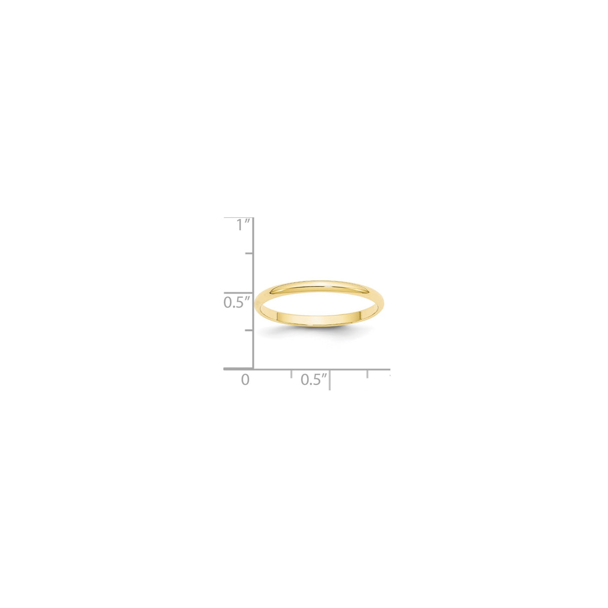 10k Yellow Gold Domed, Lightweight wedding band ring shown for scale