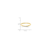 10k Yellow Gold Domed, Lightweight wedding band ring shown for scale