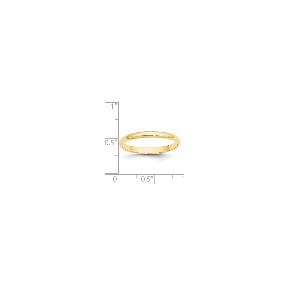 10k Yellow Gold Domed, Lightweight wedding band ring shown for scale