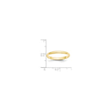 10k Yellow Gold Domed, Lightweight wedding band ring shown for scale
