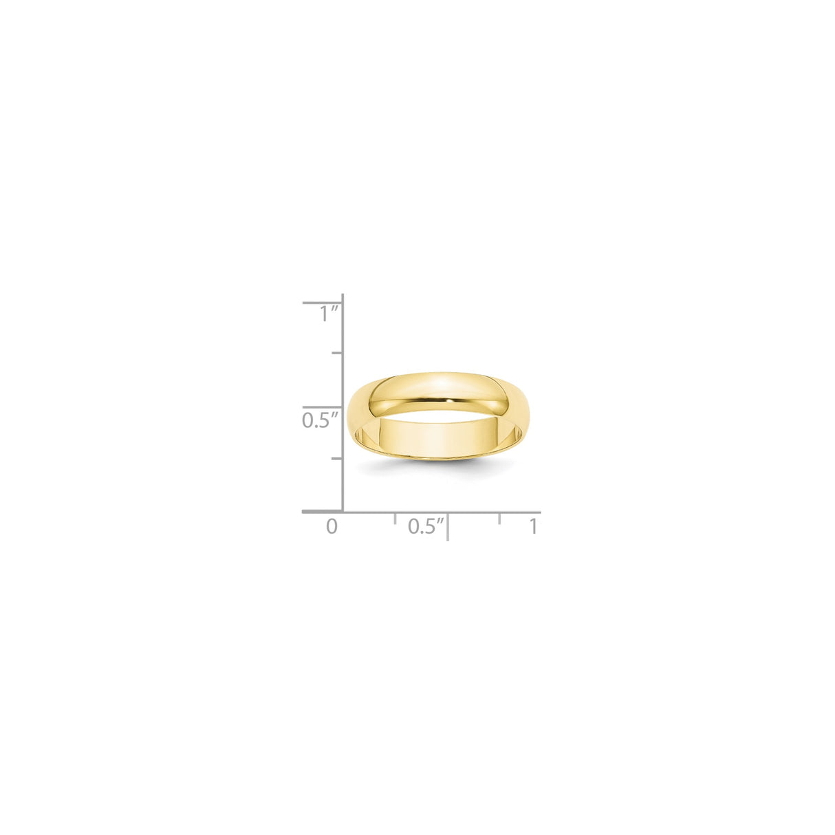 10k Yellow Gold Domed, Lightweight wedding band ring shown for scale