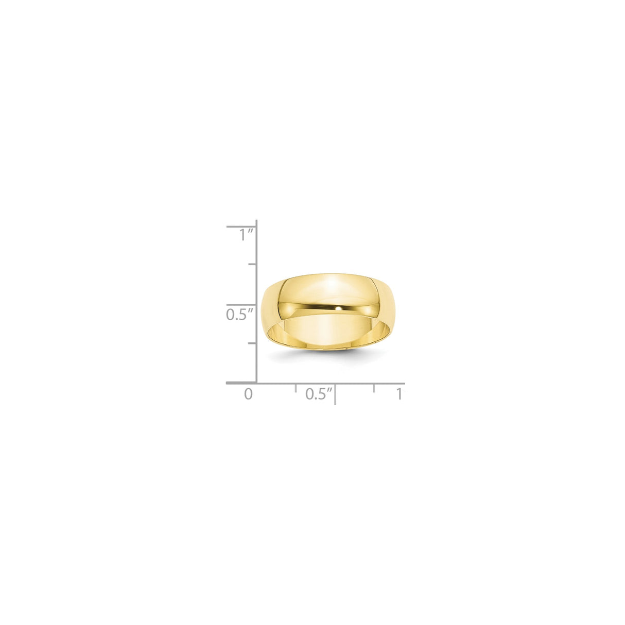 10k Yellow Gold Domed, Lightweight wedding band ring shown for scale