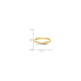 10k Yellow Gold Knife Edge, Comfort Fit wedding band ring shown for scale
