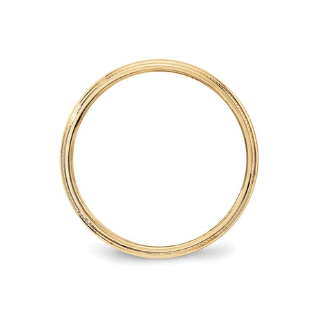 10k Yellow Gold Milgrain, Domed wedding band ring alternate angle