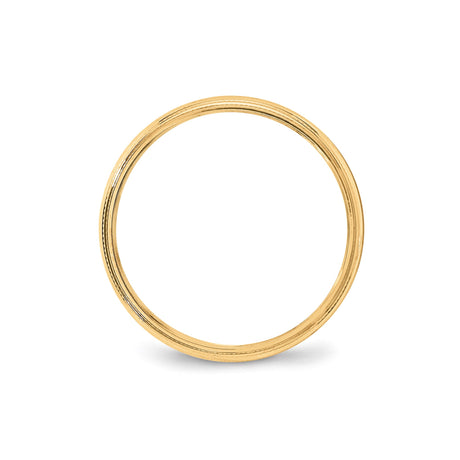10k Yellow Gold Milgrain, Domed wedding band ring alternate angle