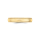 10k Yellow Gold Milgrain, Domed wedding band ring detail view