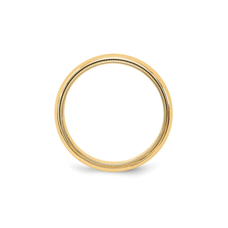 10k Yellow Gold Milgrain, Domed wedding band ring alternate angle
