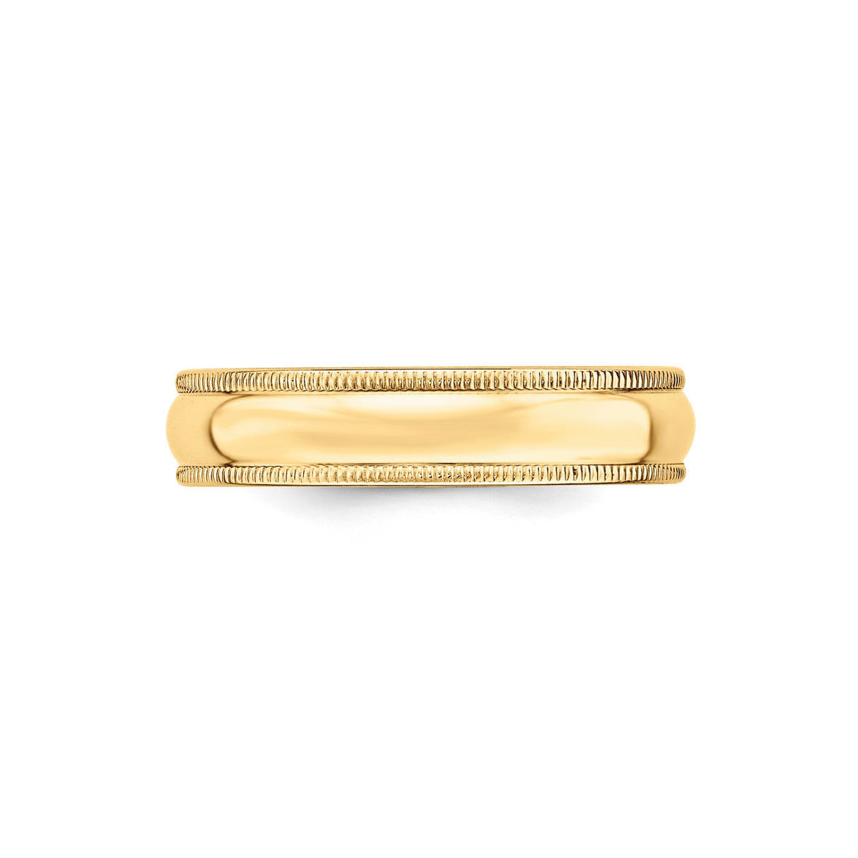 10k Yellow Gold Milgrain, Domed wedding band ring detail view