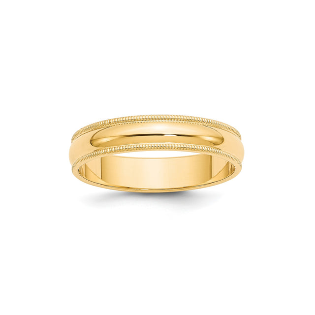 10k Yellow Gold Milgrain, Domed wedding band ring
