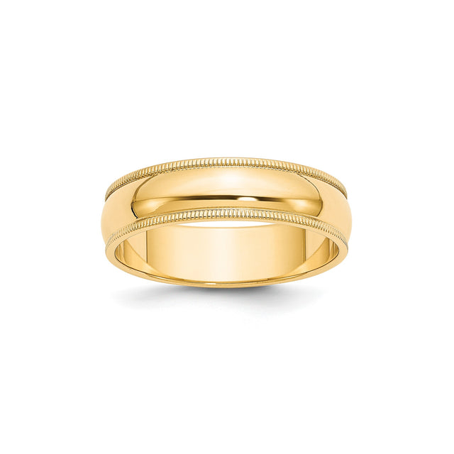10k Yellow Gold Milgrain, Domed wedding band ring