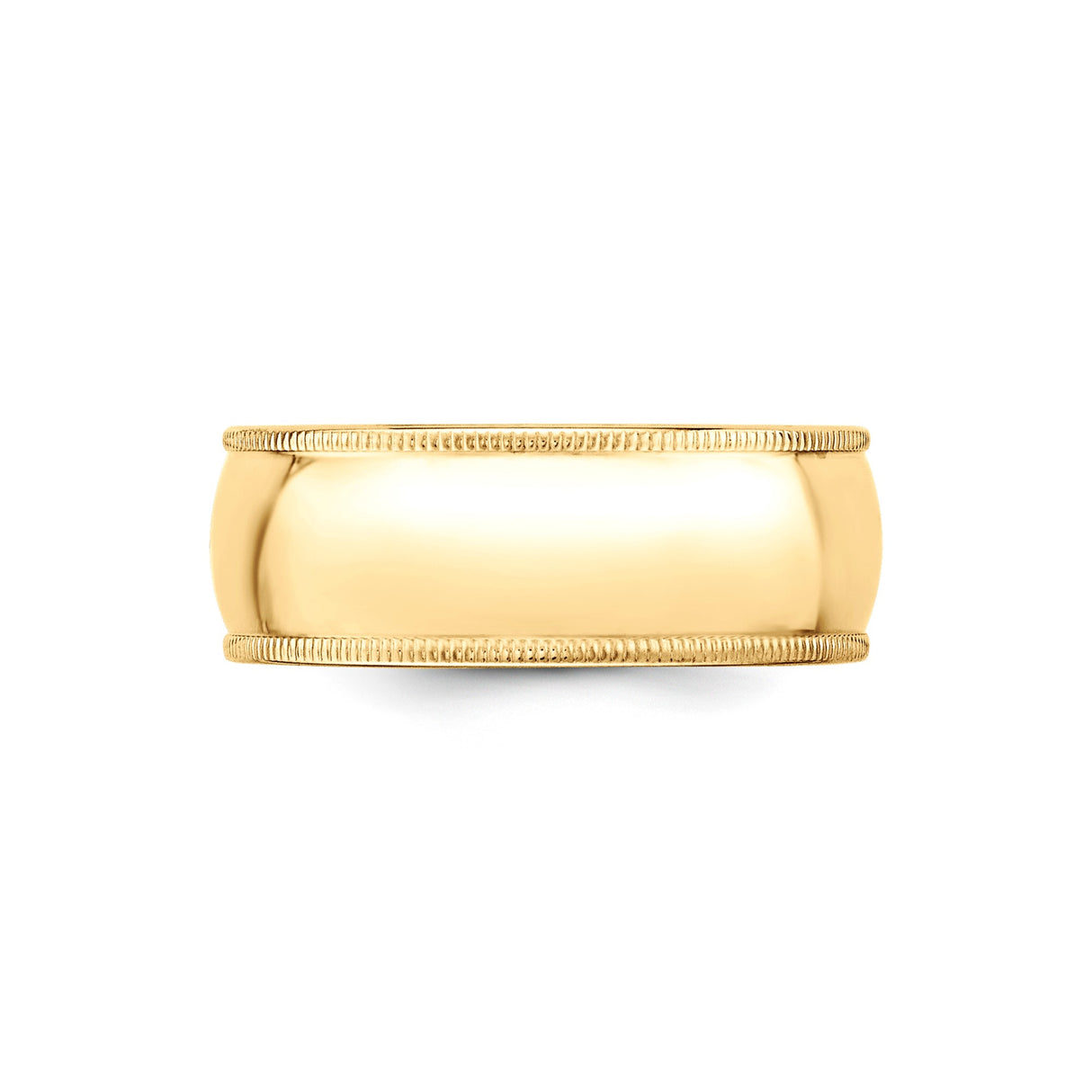 10k Yellow Gold Milgrain, Domed wedding band ring detail view