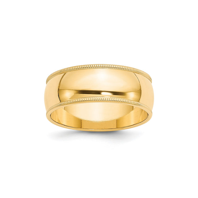 10k Yellow Gold Milgrain, Domed wedding band ring