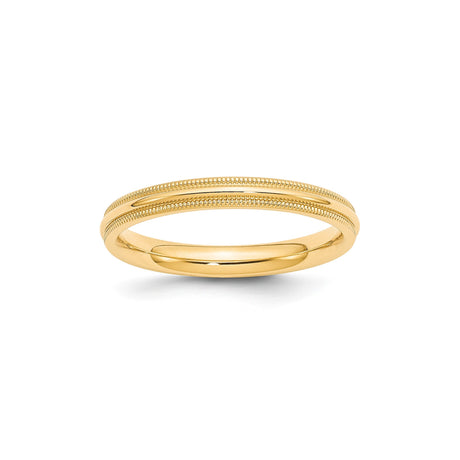 10k Yellow Gold Milgrain, Comfort Fit wedding band ring