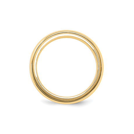 10k Yellow Gold Milgrain, Comfort Fit wedding band ring alternate angle