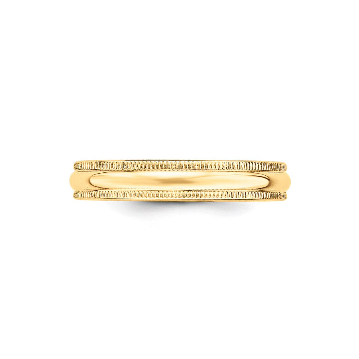 10k Yellow Gold Milgrain, Lightweight wedding band ring detail view