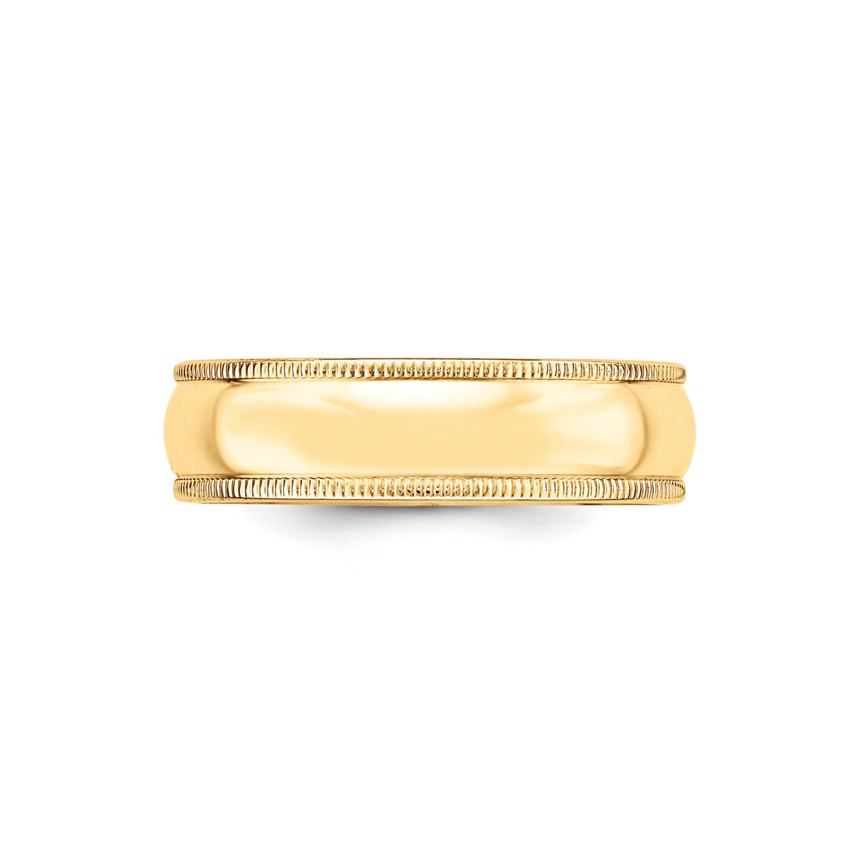 10k Yellow Gold Milgrain, Lightweight wedding band ring detail view