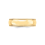 10k Yellow Gold Milgrain, Lightweight wedding band ring detail view