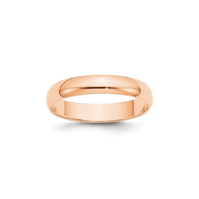 10k Rose Gold Domed, Lightweight wedding band ring