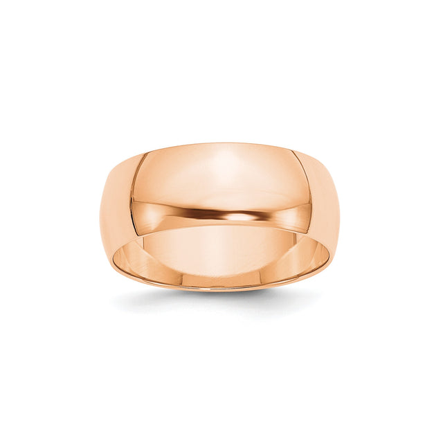 10k Rose Gold Domed, Lightweight wedding band ring