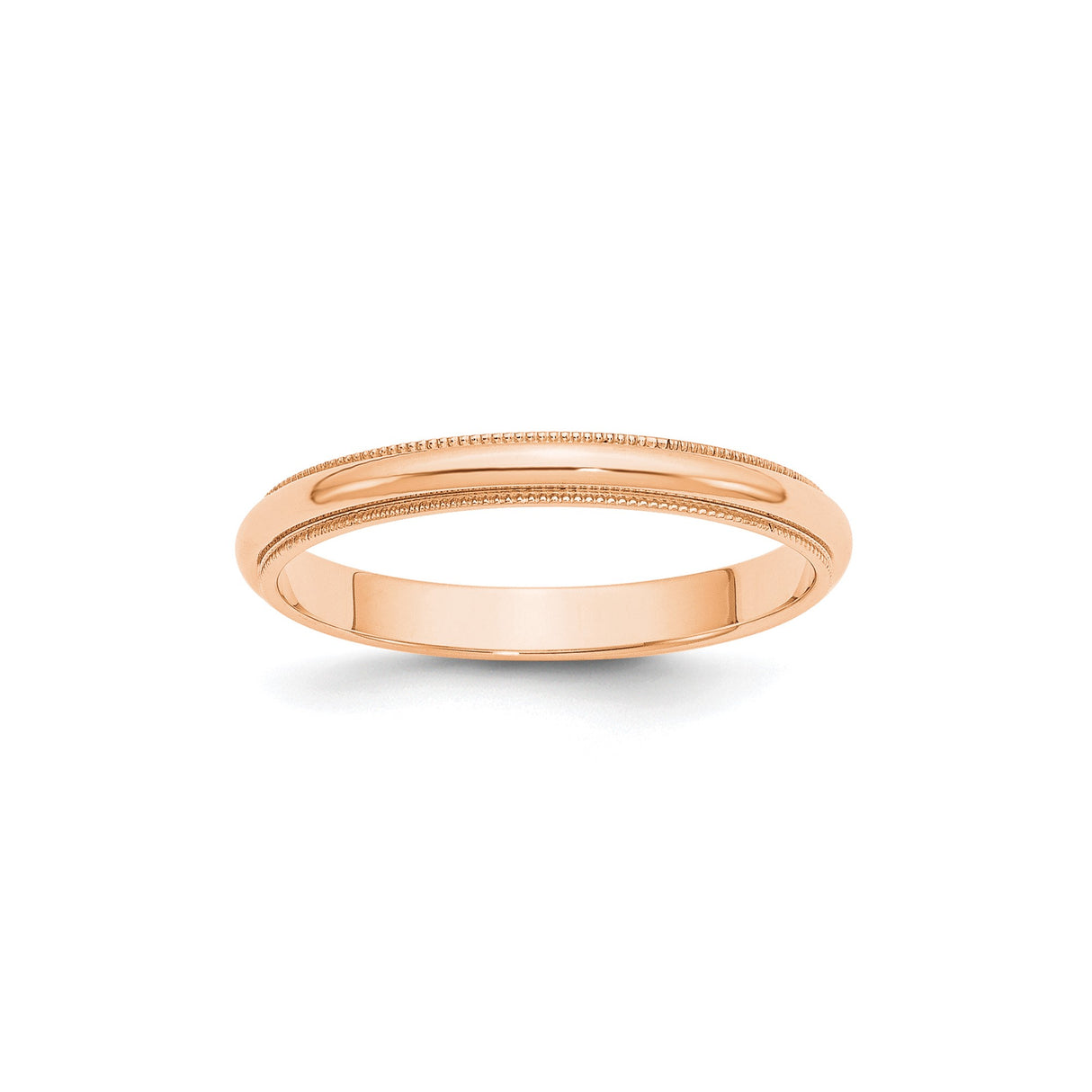 10k Rose Gold Milgrain, Domed wedding band ring