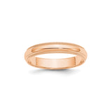 10k Rose Gold Milgrain, Domed wedding band ring