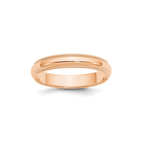 10k Rose Gold Milgrain, Domed wedding band ring
