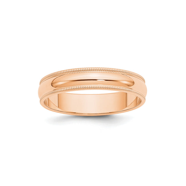 10k Rose Gold Milgrain, Domed wedding band ring
