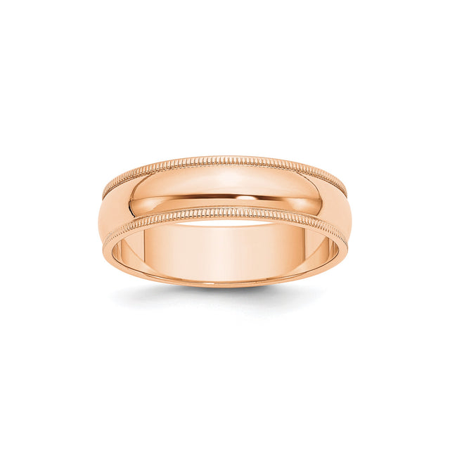 10k Rose Gold Milgrain, Domed wedding band ring