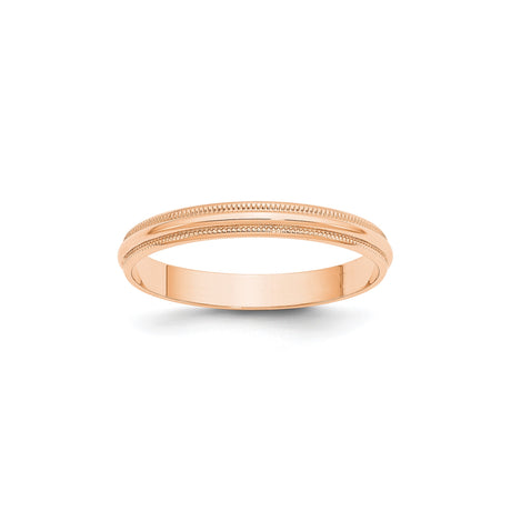 10k Rose Gold Milgrain, Lightweight wedding band ring