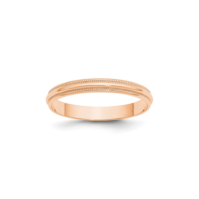 10k Rose Gold Milgrain, Lightweight wedding band ring