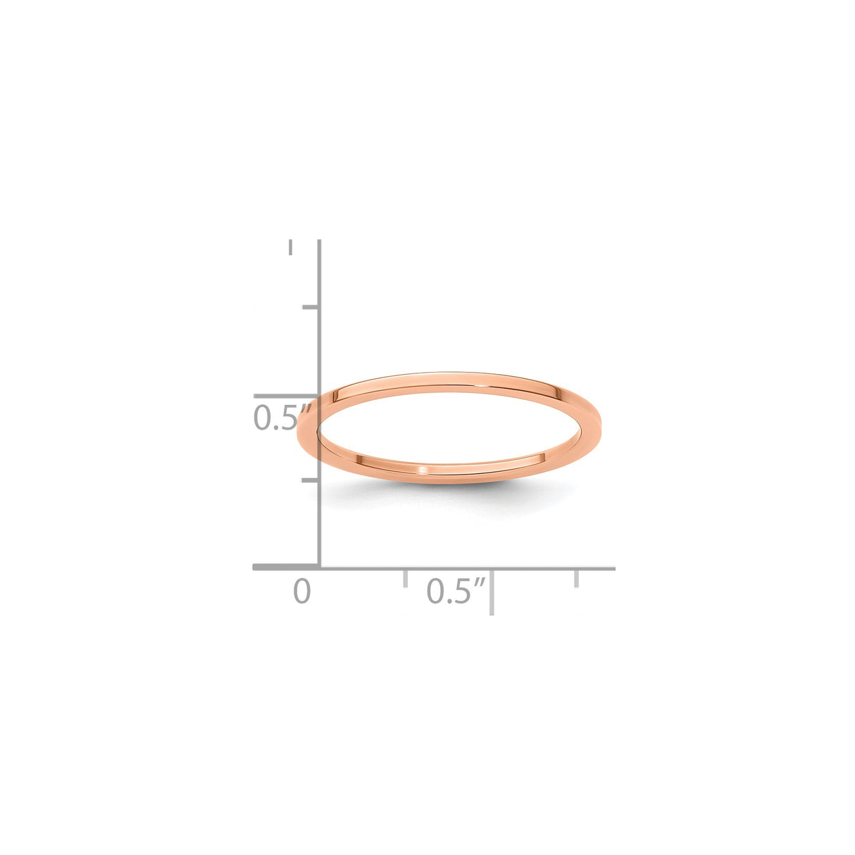 10k Rose Gold Flat wedding band ring shown for scale