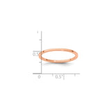 10k Rose Gold Flat wedding band ring shown for scale