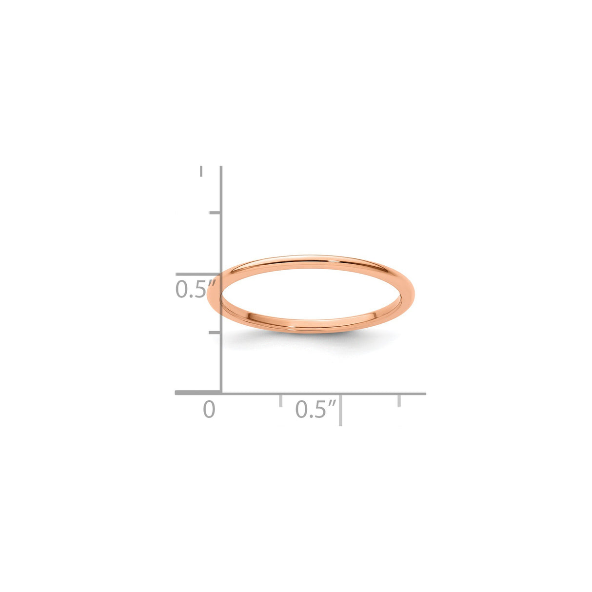 10k Rose Gold Domed wedding band ring shown for scale