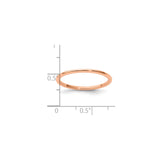 10k Rose Gold Domed wedding band ring shown for scale
