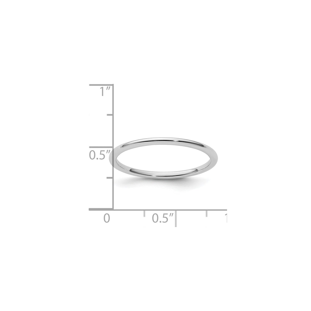 10k White Gold Domed wedding band ring shown for scale