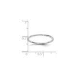 10k White Gold Domed wedding band ring shown for scale