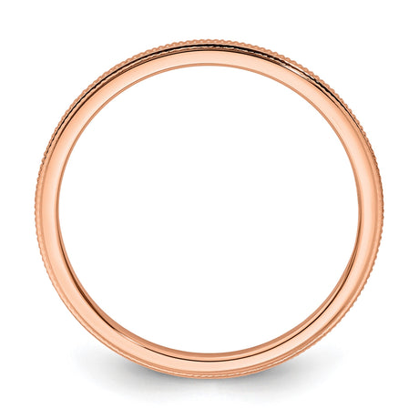 10k Rose Gold Milgrain wedding band ring alternate angle