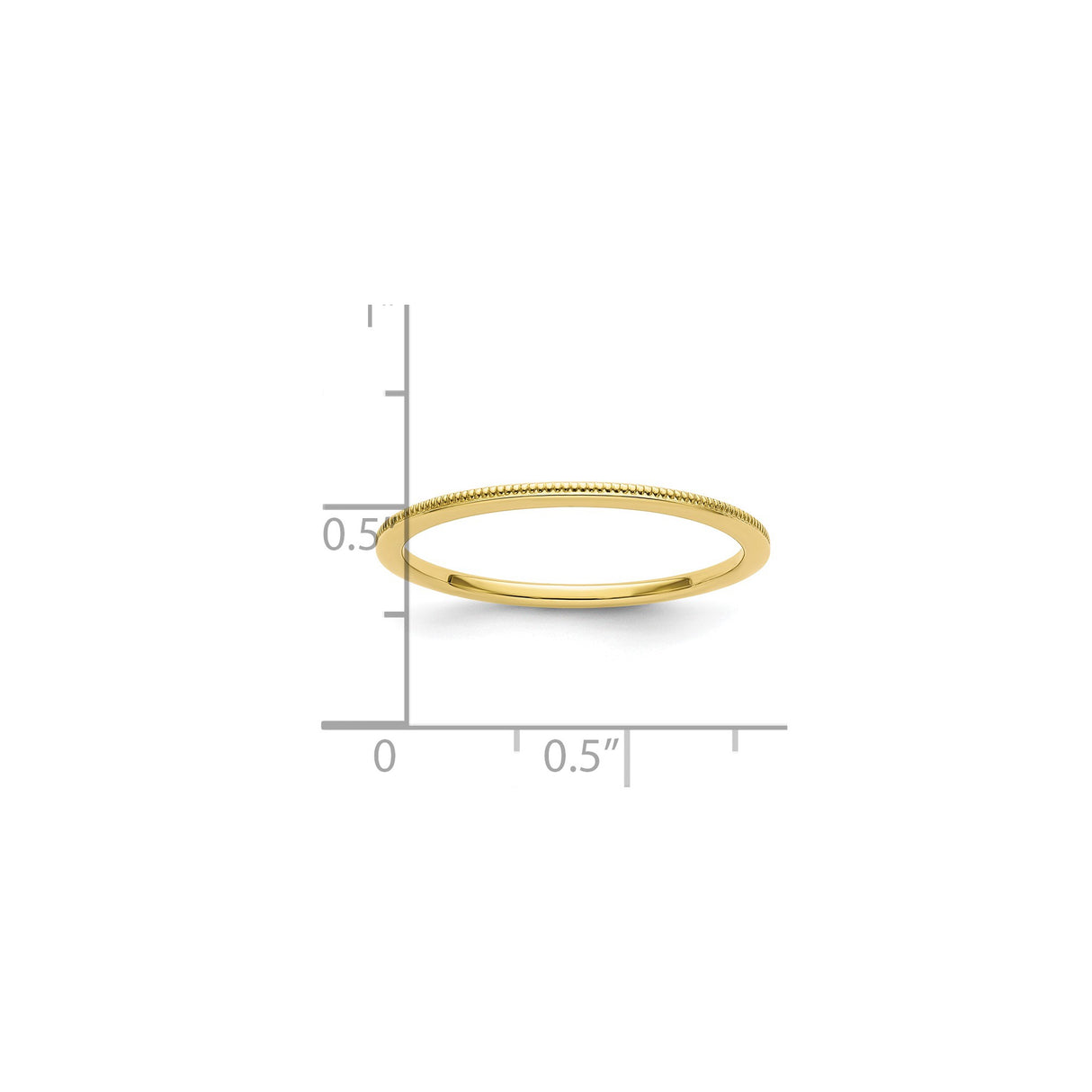 10k Yellow Gold Milgrain wedding band ring shown for scale