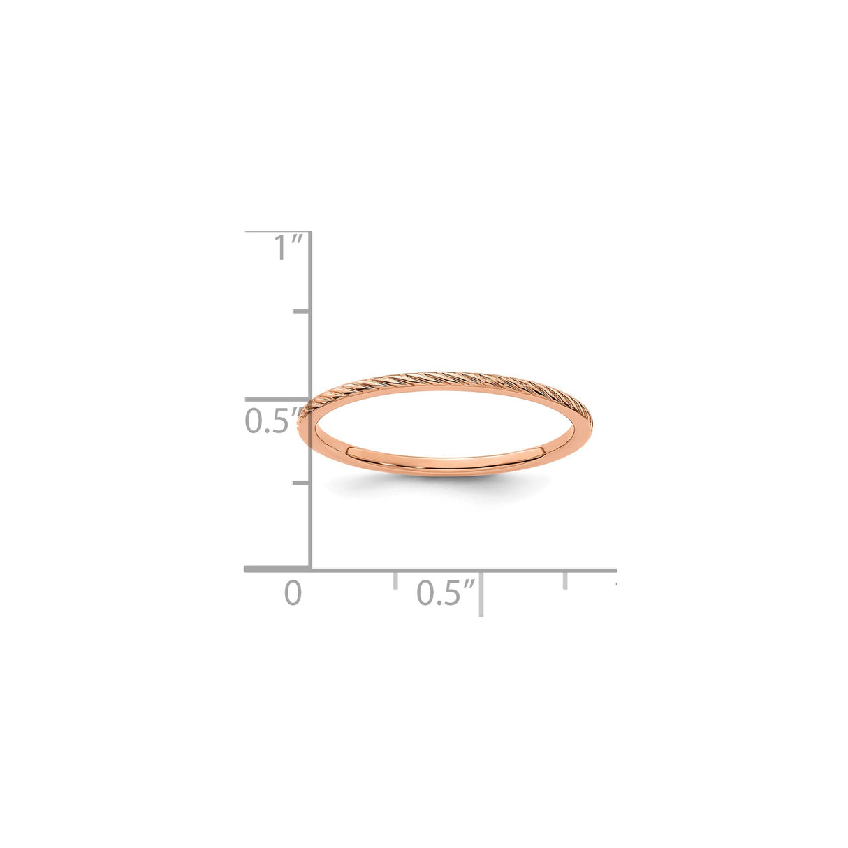 10k Rose Gold wedding band ring shown for scale