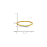 10k Yellow Gold Satin, Domed wedding band ring shown for scale
