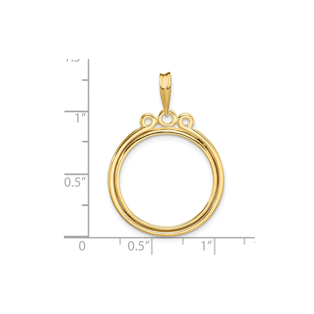 20 mm 14k Yellow Gold coin bezel for 20 mm Coin — size reference (ruler)