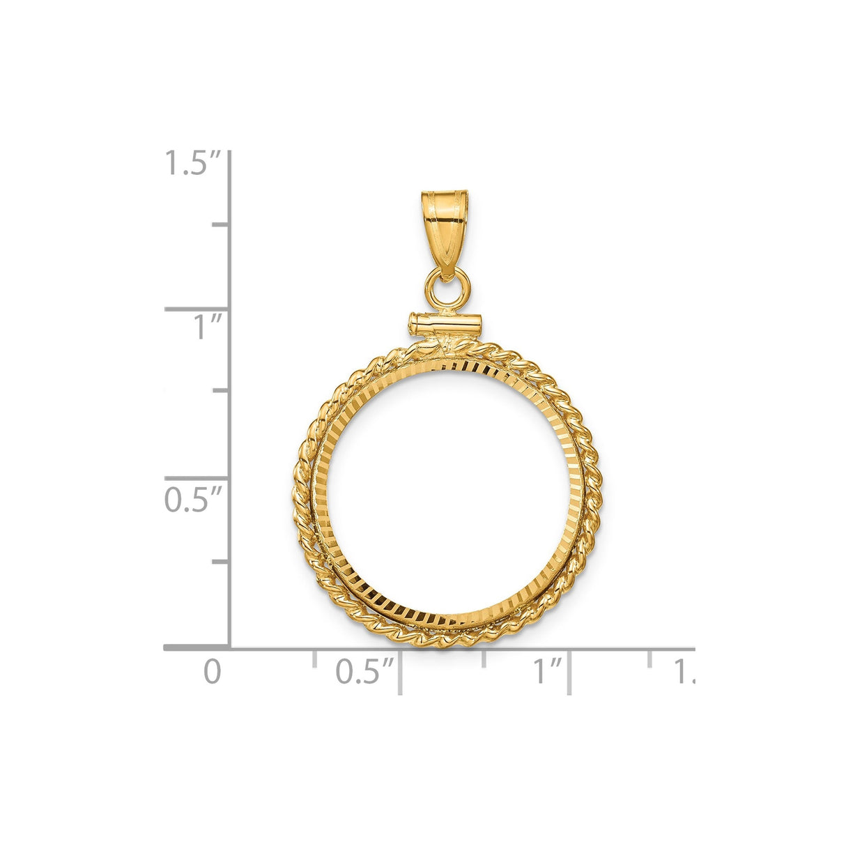 20 mm 14k Yellow Gold coin bezel for 20 mm Coin — size reference (ruler)