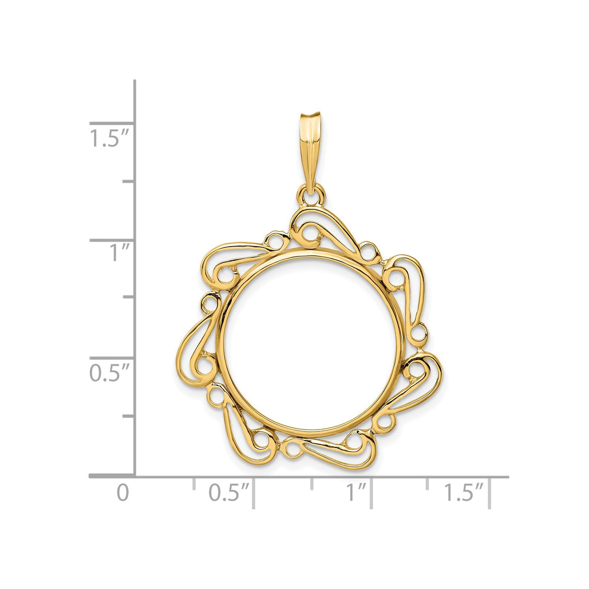 20 mm 14k Yellow Gold coin bezel for 20 mm Coin — size reference (ruler)